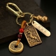 thumbnail image 1 of Chinese Style Metal Amulet Brass Eight Guardian God Pendant Zodiac Keychain Five Emperors Money Gourd Key Chain HORSE, 1 of 8