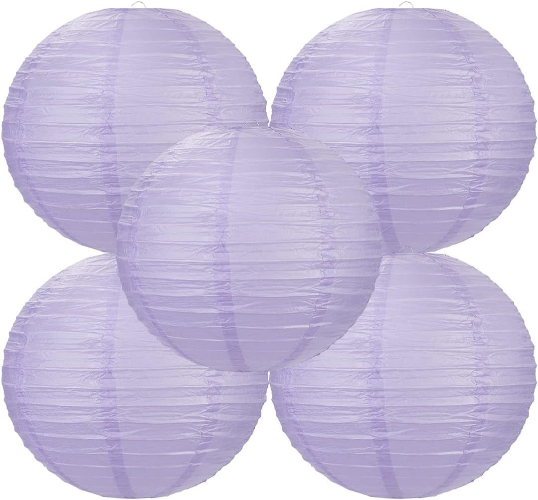 Chinese Style Paper Lanterns – Set Of 5, 10-Inch Gold Color, Handmade, Reusable – For Weddings, Birthdays, Parties, Nursery, Outdoor Events