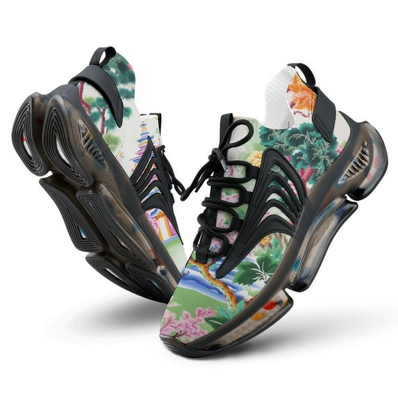Chinese Style Pattern Color Walking Shoes for Men Woman Lightweight Tennis Fashion Elastic Sports Shoes Cushion Basketball Shoes