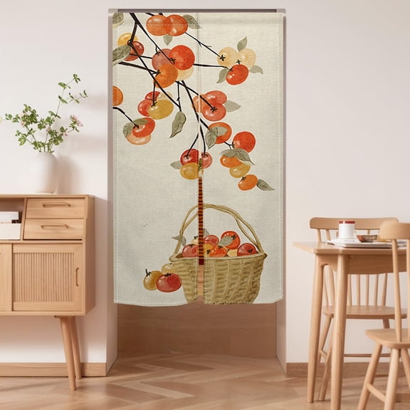 Chinese Style Persimmon Noren Doorway Curtain,Orange Japanese Noren Bedroom Partition Kithchen Divider Bathroom Door Decor,28.3"x39.3"