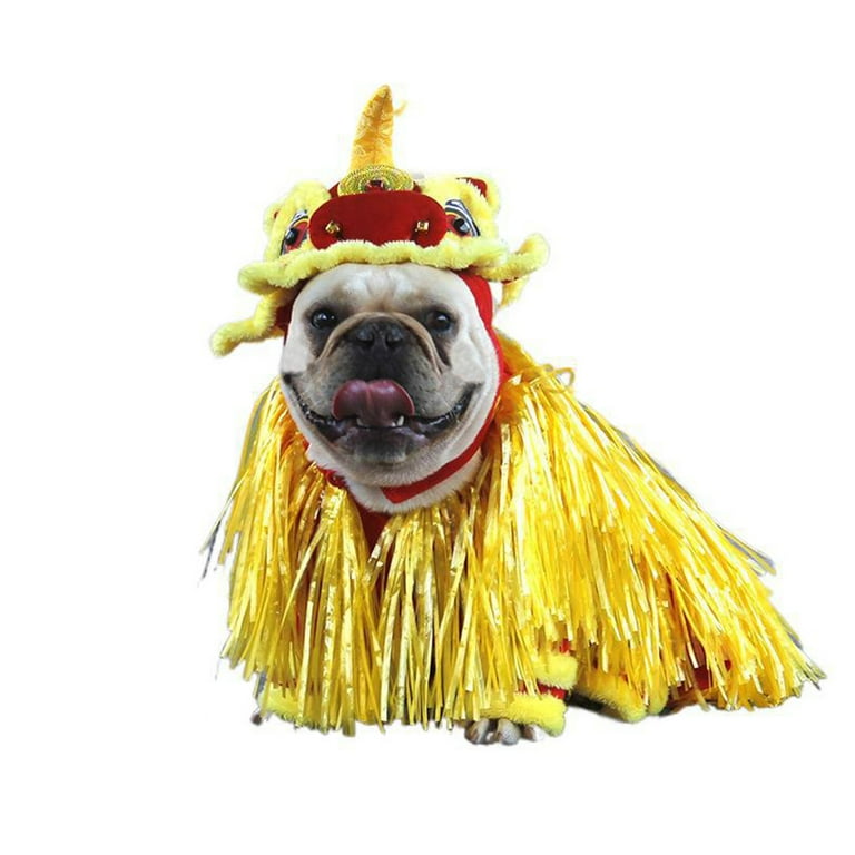 Chinese new year costume lion head dance clothes for pet dog 2025