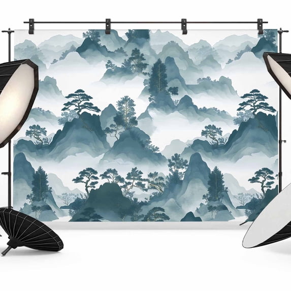 Chinese Style Photography Backdrop 8x6FT, Retro Mountain and Plant ...