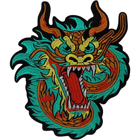 Chinese Style Red Large Dragon Iron on Patches for Clothing Thermoadhesive Patches for Backpack Jacket Embroidered Patches 1 Piece