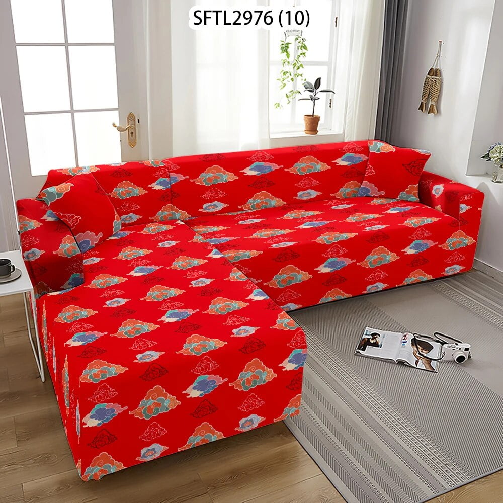 Chinese Style Red Sofa Cover Dragon Corner Cover for Couch Straight