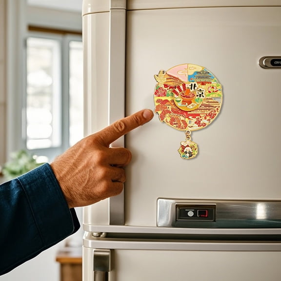 Chinese Style Rotating Fridge Magnets, Dragon Phoenix Pattern Refrigerator Magnets for Kitchen Office, Asian Inspired Magnetic Clips for Photos Notes, Festive Cultural Gift for Home Decoration