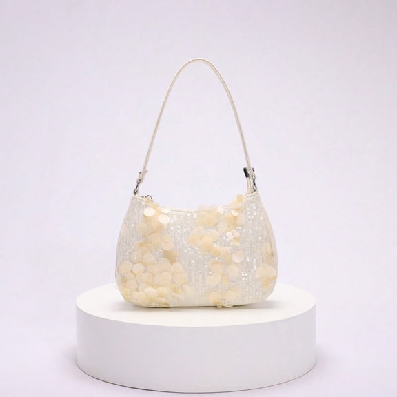 Chinese Style Sequin Embroidery Flower Handbags For Women Retro Fashion Beige Khaki Underarm Shoulder Bag Ladies Tote Bag bolsos