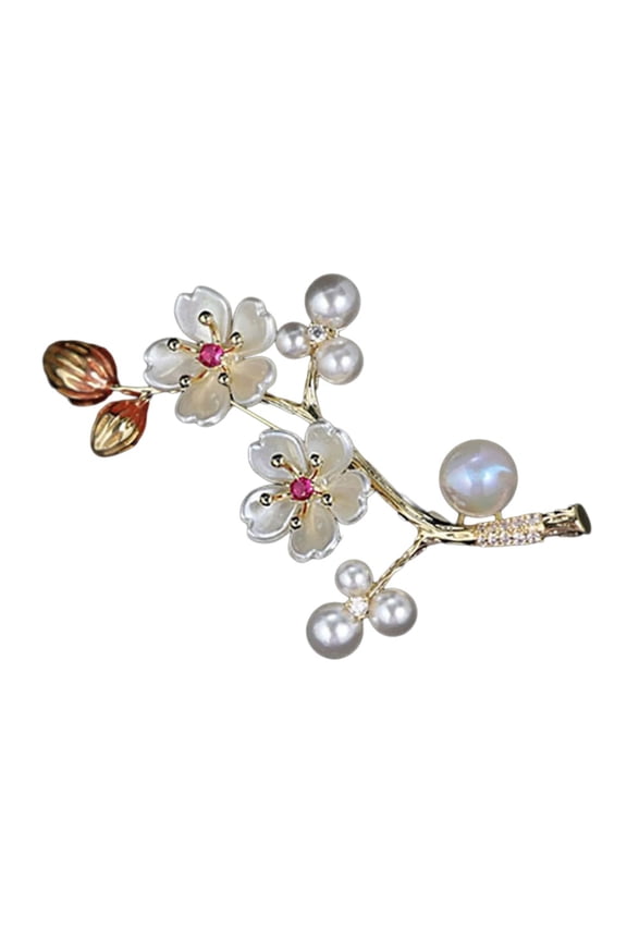 Chinese Style Shell Floral Brooch Vintage Fashion Plum Flower Laple Pin for Clothes Vintage Ornament Gift For Her