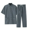 thumbnail image 1 of Chinese Style Short Sleeve Tai Chi Pure cotton Tang Suit Uniform for Men Suit Slim Fit One Button Suits for Men Men's And Linen Set 2 Piece Clothing Shirt Casual Set Long Sleeved Pants Set, 1 of 3