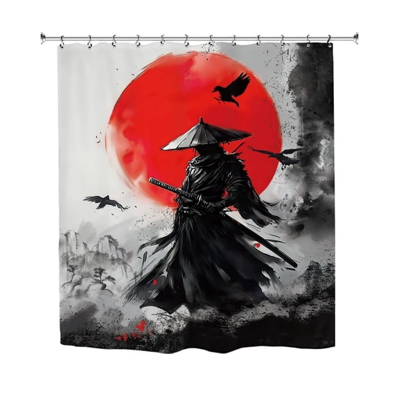 Chinese Style Shower Curtain Printed Waterproof Bathroom Partition Cloth for Home Bath Decor Privacy Protection 70.9×59.1 Inch
