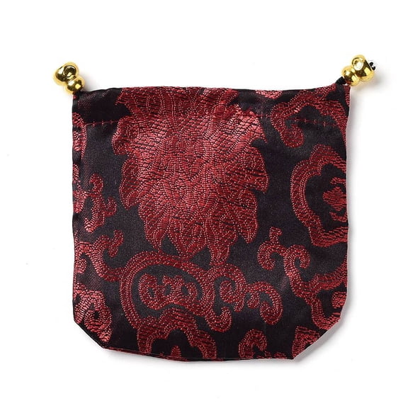 Chinese Style Stain Brocade Jewelry Packing Pouches Drawstring Gift Bags Auspicious Cloud Pattern Brown 11x11cm DIY