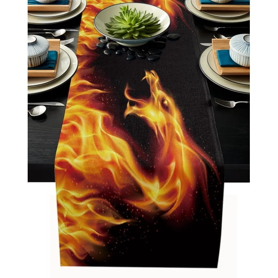 Chinese-Style Table Flag Forest Tiger Table Runner Flower Plant Hotel Holiday Party Family Kitchen Table Aesthetically rated