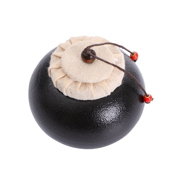 Chinese Style Black Pottery Tea Jar Storage Container Quaint Sealed Canister Round Coffee Sugar Can Gift with Lid for Restaurant Home (Black)