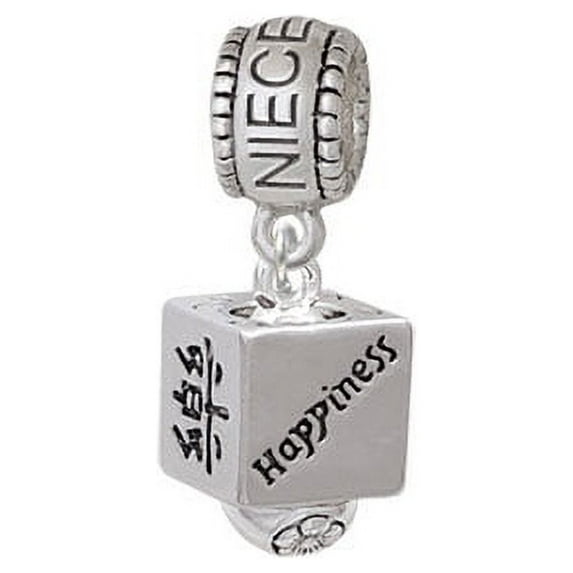Chinese Symbol Happiness Square Spinner - Niece Charm Bead