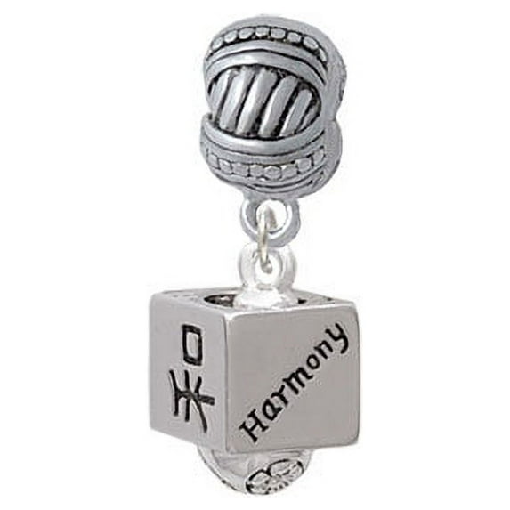 Chinese Symbol Harmony Square Spinner - Large Rope with Cross Beads Charm Bead