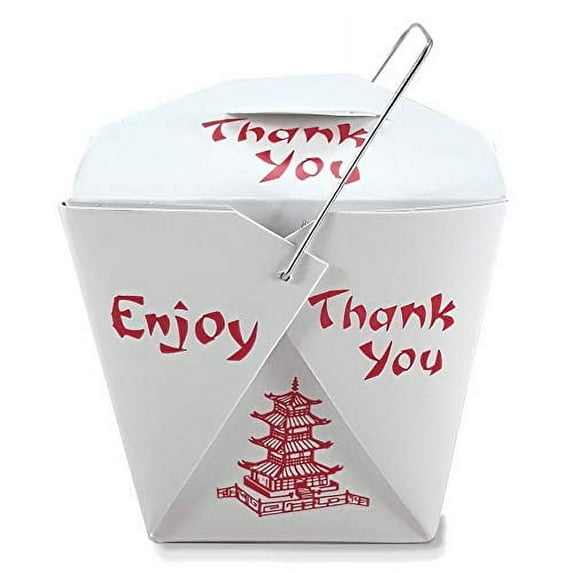 Chinese Take Out Boxes Pagoda 16 oz/Pint Size Party Favor and Food Pail, Pack of 100