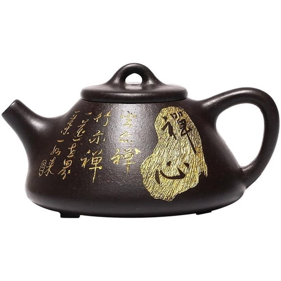 Chinese Tea Ceremony Supplies 140ml Raw Ore Black Mud Kettle Traditional Yixing Tea Pots Purple Clay Stone Scoop Teapot