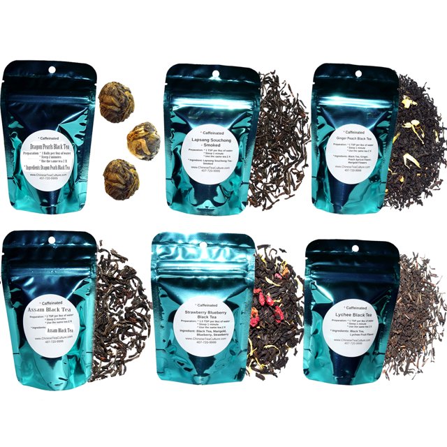 Chinese Tea Culture 6 Black Tea Samplers, Caffeinated, Lapsang Souchong