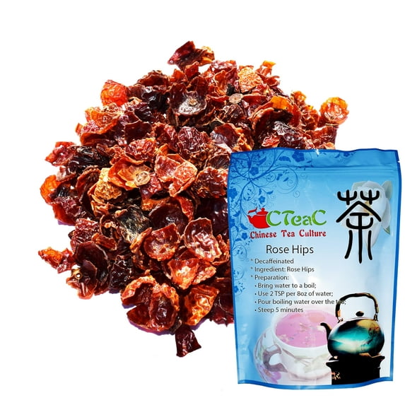 Chinese Tea Culture Rosehips Tea, decaffeinated, grown, and harvested in Europe, has a hint of sweetness and a subtle layer of complexity, loose leaf tea - 2oz
