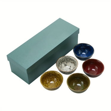 Chinese Tea Cup Set Ceramic Tea Cups with Designed Present Box Father's Day Presents for Dad