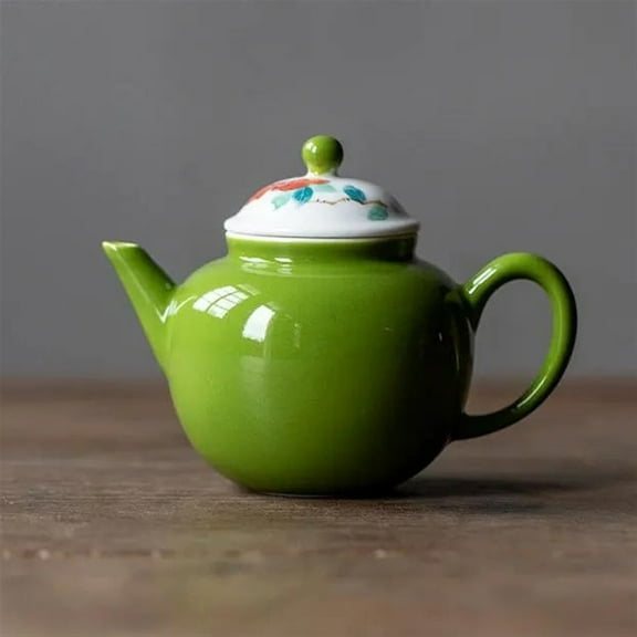 Chinese Tea Maker Filter Kettle Kung Fu Tea Set 180ml Apple Green Porcelain Teapot Retro Hand-painted Peony Ceramic Pot