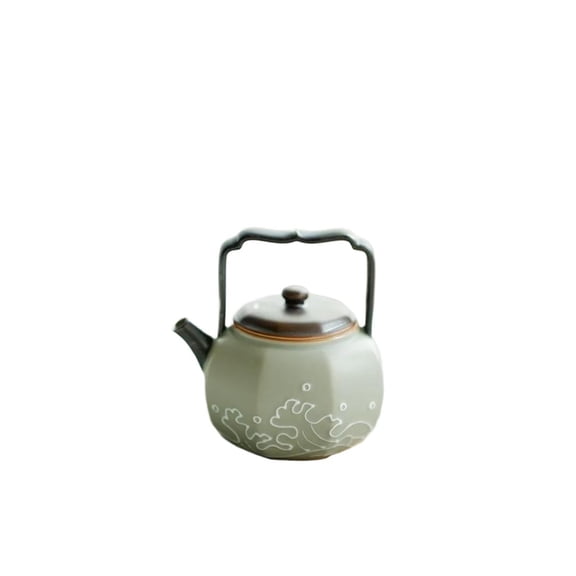 Chinese Tea Maker Kettle Gifts 125ml Handmade Pile Carved Eight Square Pot Pure Hand-painted Ocean Wave Ceramic Teapot