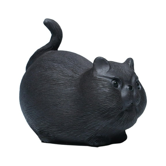 Chinese Tea Pet Animal Sculpture Tea Ornament Water Tea Trays Accessories Handmade Clay Tea Pet Cat Figurine for Gift Ceremony Decoration Style C