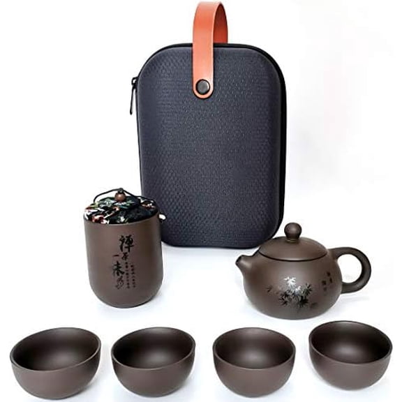 Chinese Tea Set  Handmade Portable Purple Clay Tea Set,Gongfu Tea Set,Kung Fu Tea Set, Tea pot Set Porcelain Teapot & Teacups with Travel Bag - As Gifts$$Home Decor, Kitchen, & Other