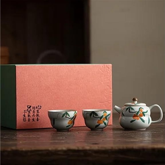 Chinese Tea Set Supplies Craft Pure Hand-painted Osmanthus Tea Set Complete Set Japanese Teapot And Tea Cup Set