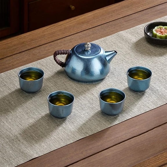 Chinese Tea Set With Box Pure Titanium Tea Pot Tea Cup Set High Grade Heat Resistant Round Kung Fu Tea Puer Tea Set