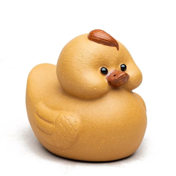 Chinese Tea Set Yixing Purple Clay Tea Pet Handmade Sculpture Cute Small Yellow Duck Statue Ornaments