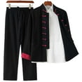 thumbnail image 1 of Chinese Traditional Clothes Cotton Linen Mens Kung Fu Uniforms Martial Arts Jacket Tang Suit Long Sleeved Coats Shirt,Long Sleeve Shirt Trousers Training Uniform Tracksuit, 1 of 7