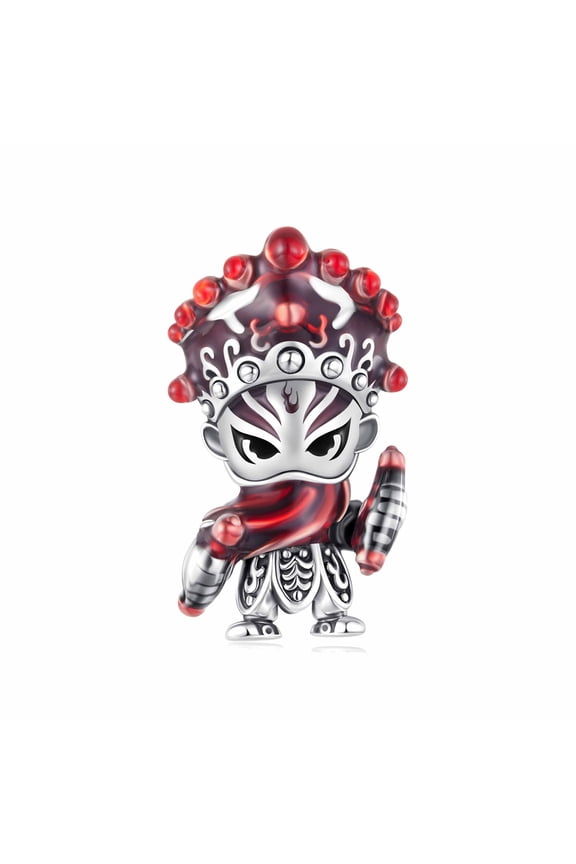 Chinese Traditional Culture Figurine Charm, 925 Sterling Silver Accessory, Compatible with 3mm-4.5mm Bracelet