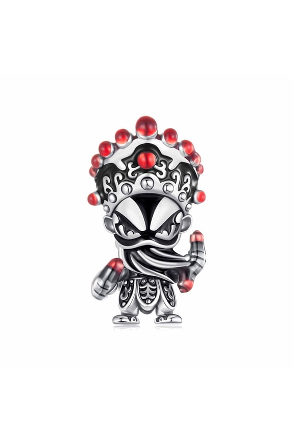Chinese Traditional Culture Figurine Charm, 925 Sterling Silver Accessory, Compatible with 3mm-4.5mm Bracelet