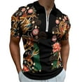 thumbnail image 1 of Chinese Traditional Dragons Men Zipper T-shirt Summer Casual Short Sleeve T-shirt Top, 1 of 7