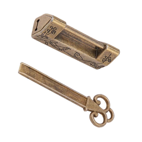 Chinese Traditional Flowers Padlock Antique Lock for Vintage Furniture Jewelry Box, Retro, Vintage Furniture Lock