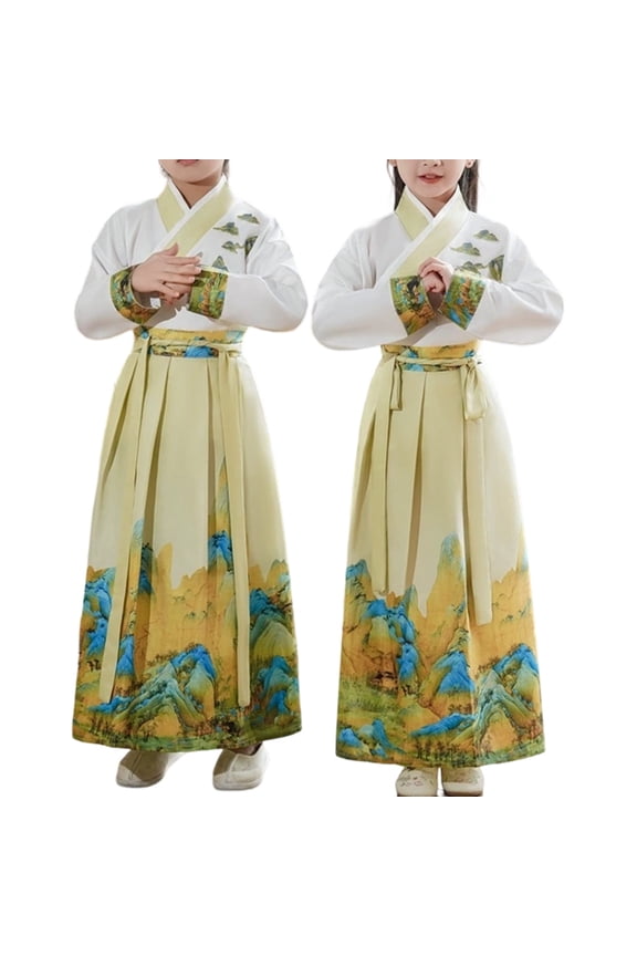 Chinese Traditional Hanfu Dress Suit for Boys and Girls Han Dynasty Ancient Party Dress Culture Clothing, Party Carnival, 2-3 Years