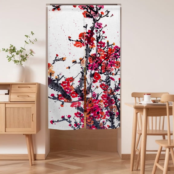 Chinese Traditional Mountain Ink Painting Doorway Curtain,Japanese Noren Bedroom Partition Kitchen Divider Bathroom Door Decor,28.3"x47.2"