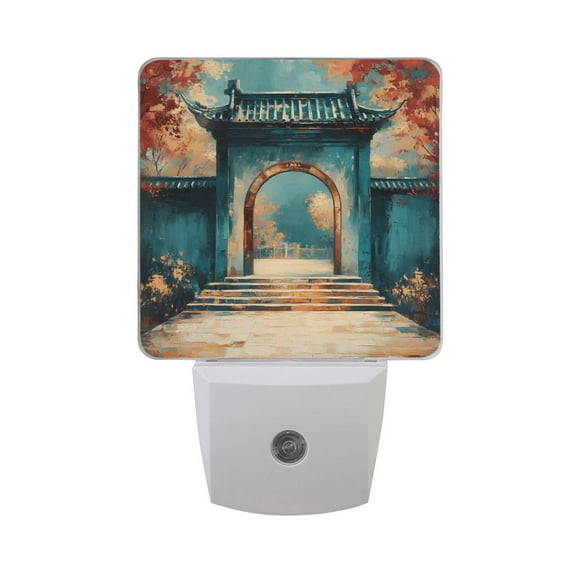 Chinese Traditional Yard Door Night Light 2 Pack LED Nightlight Plug into Wall Dusk to Dawn Sensor Soft White