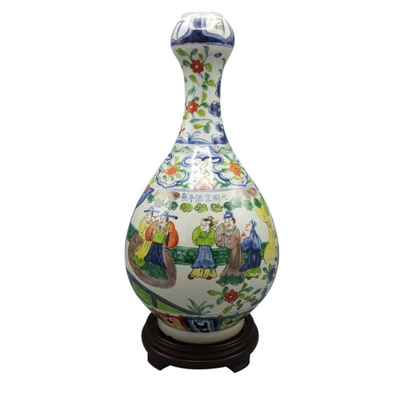 Chinese Vase Garlic Shaped Famile Vert - Oriental Furniture Warehouse