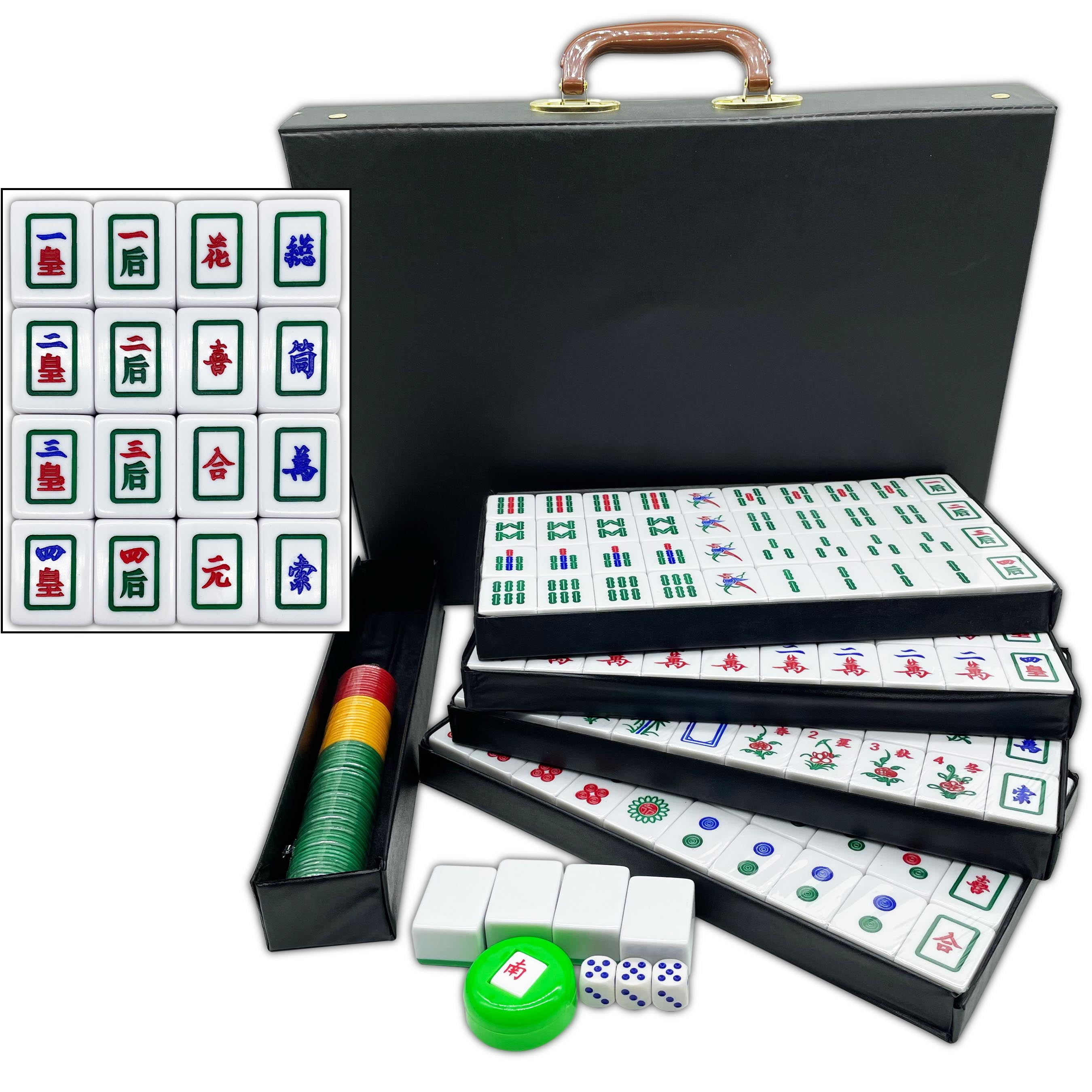 Chinese Vietnamese Mahjong Game Set 164 X-Large 1.5" Melamine Tile for Chinese,Vietnam & American Mahjongg Tiles Set with Carrying Travel Case (Mạt chược Việt NAM)