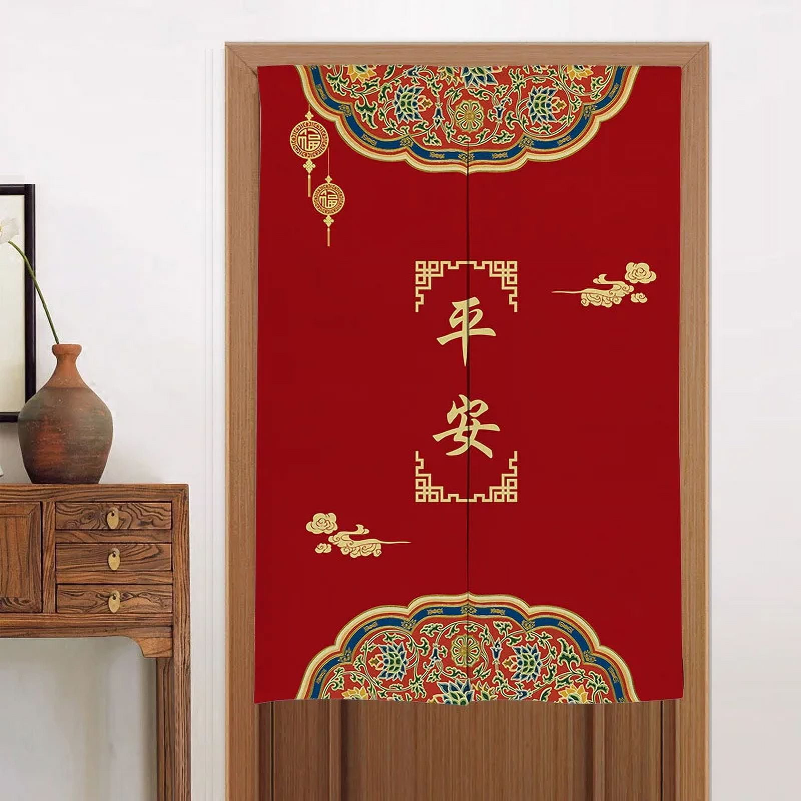 Chinese Vintage Flower Door Curtain Fengshui Lucky Fortune for Kitchen