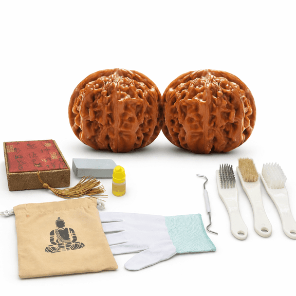 Chinese Walnuts Fidget – 2PCS Traditional Exercise Walnuts, comes with a gift box and cleaning brush set, relieves stress, improves concentration(RL 1.7in 1 Set)