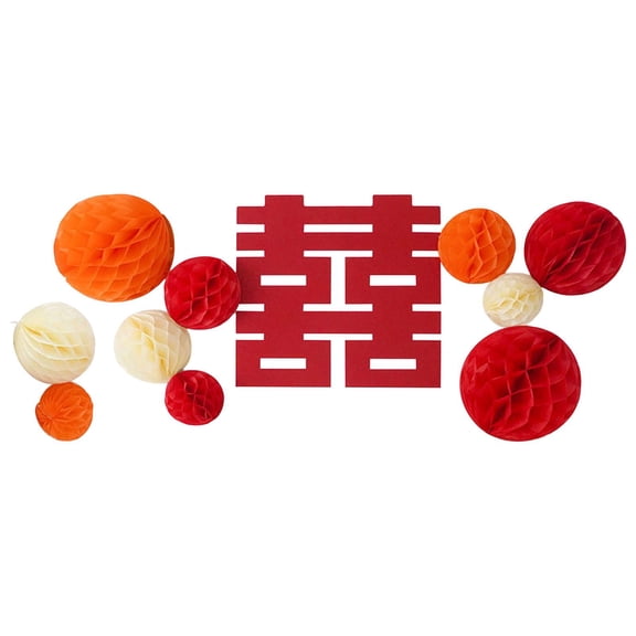 Chinese Wedding Decoration DIY Creative Xi Character Paper Good Wishes Crafts Red for Engagement Events Decor Ornament Wedding Supplies Style A