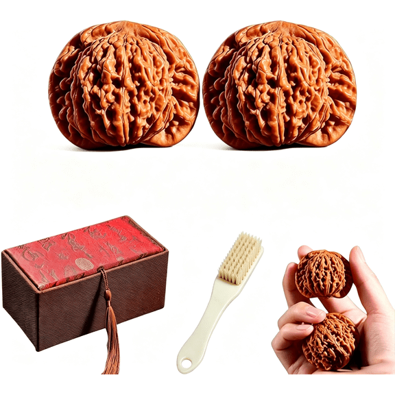 Chinese Wenwan Walnuts,Jade Walnuts, Traditional Stress Relief Polishing Walnuts,Natural Massage Balls for Hand Massage & Meditation