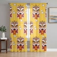 thumbnail image 1 of Chinese Wind Sheer Curtains 96 Inch Length 2 Panels Set Window Treatments, New Year Painting Lion Dance Yellow Rod Pocket Semi Curtains for Living Room/Bedroom/Kitchen Décor, 104"W x 96"L, 1 of 7