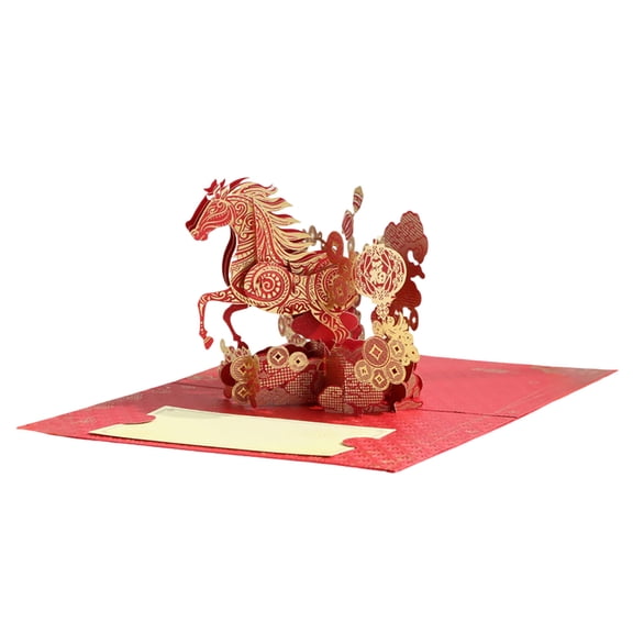 Chinese Year Greeting Card Ensemble for 2026 - Festive Year of the Monkey 3D Up Card with Envelope and Versatile Use