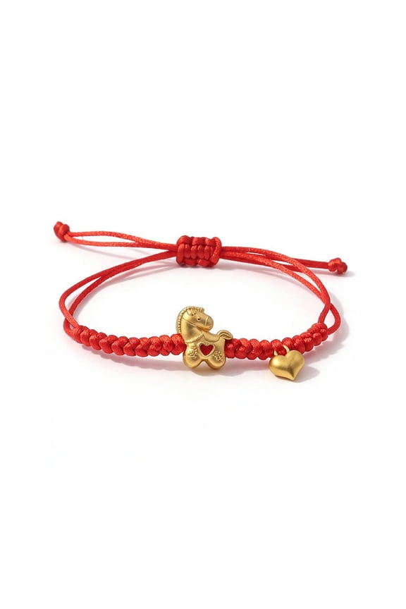 Chinese Year of the Horse Red String Bracelet, Animal Horse Charm Bracelet Feng Shui Lucky Amulet Protection Rope Bangle, Adjustable Chinese Jewelry Gift