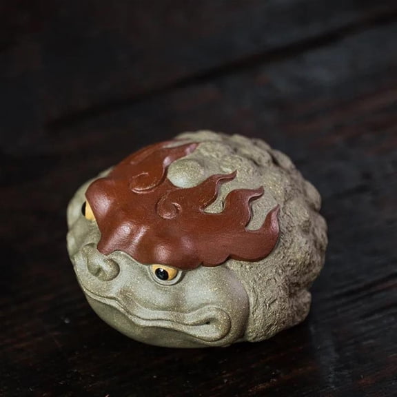 Chinese Yixing Handmade Purple Clay Tea Pet Tea Set Decors Lucky Money Can Raise Golden Toad Statue Ornaments