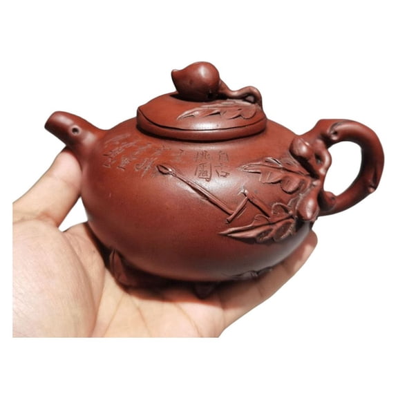 Chinese Yixing Purple Clay Teapot Sand-Fired Pot Fruit Form Formed Carved Engraved Etched Embossed Sculpted Gift