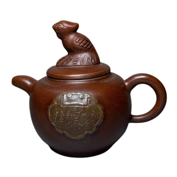 Chinese Yixing Zisha Clay Teapot Cute Kitchen Carving Pot D Animal Motif Longevity Symbol Engraving Lucky Emblem Bulbous